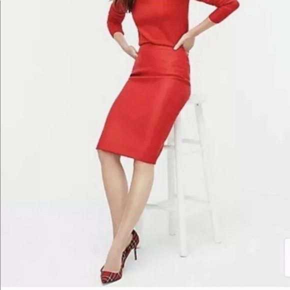 J.CREW No.2  Pencil Skirt in Double Serge Wool - Red - 4 - Picture 2 of 12